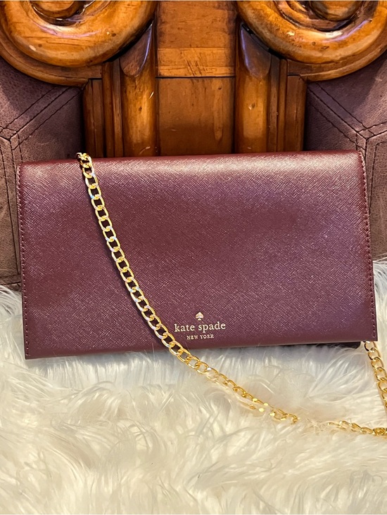 kate spade Handbags - kate spade Burgundy clutch Crossbody bag chain can be  removable